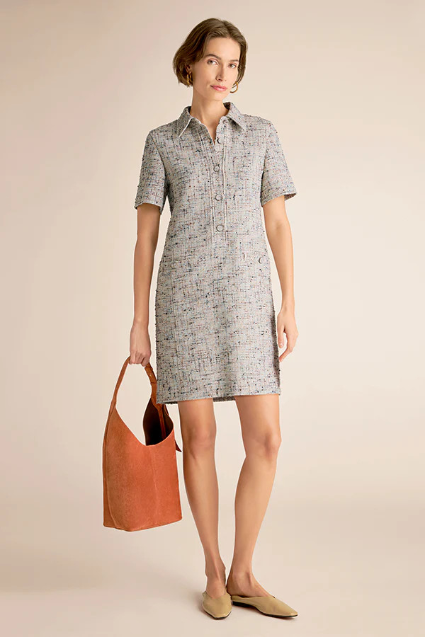 Asia Shirt Dress - Confetti Slub :: Ivory/Blue Multi | MM LaFleur