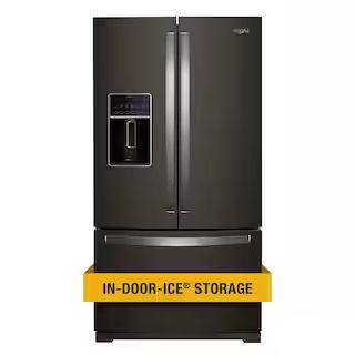 Whirlpool 26.8 cu. ft. French Door Refrigerator in Fingerprint Resistant Black Stainless WRF757SD... | The Home Depot