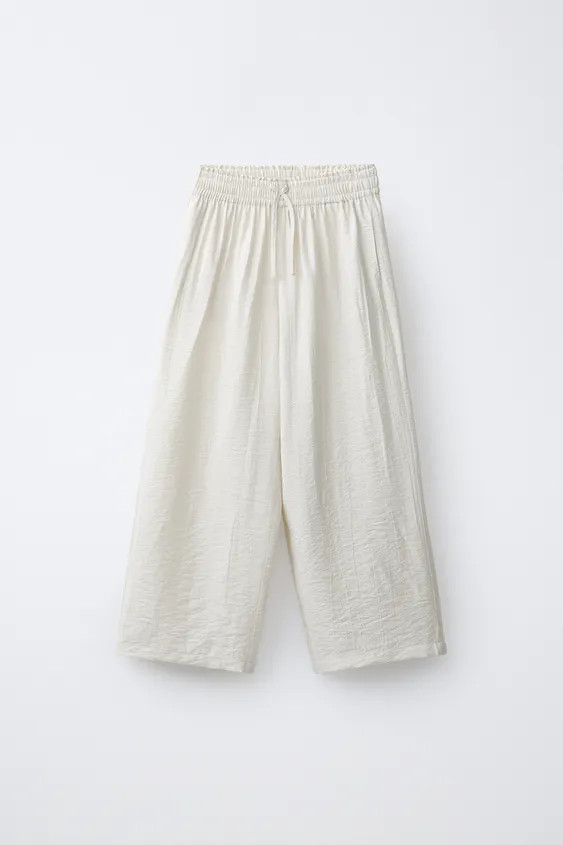 WIDE-LEG TROUSERS WITH WRINKLED EFFECT | Zara UK