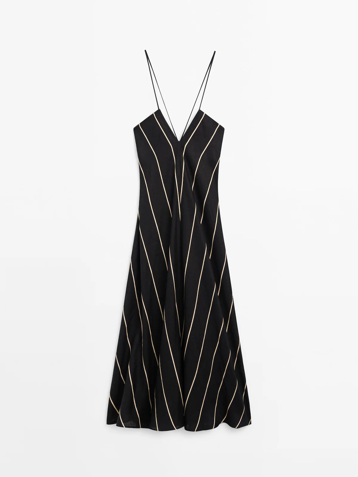100% linen striped dress | Massimo Dutti US
