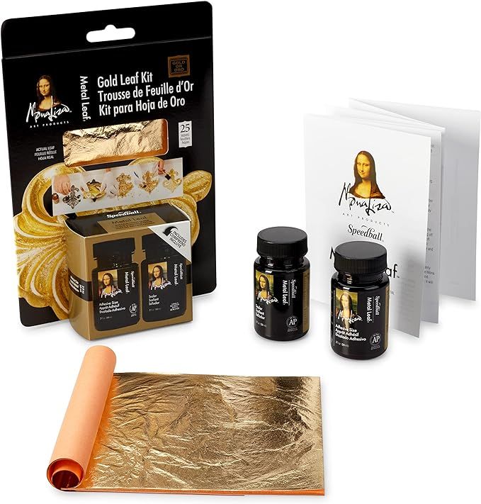 Speedball Mona Lisa Composition Gold Leaf Kit, Includes 25-Sheets, Adhesive and Sealer for Metal ... | Amazon (US)