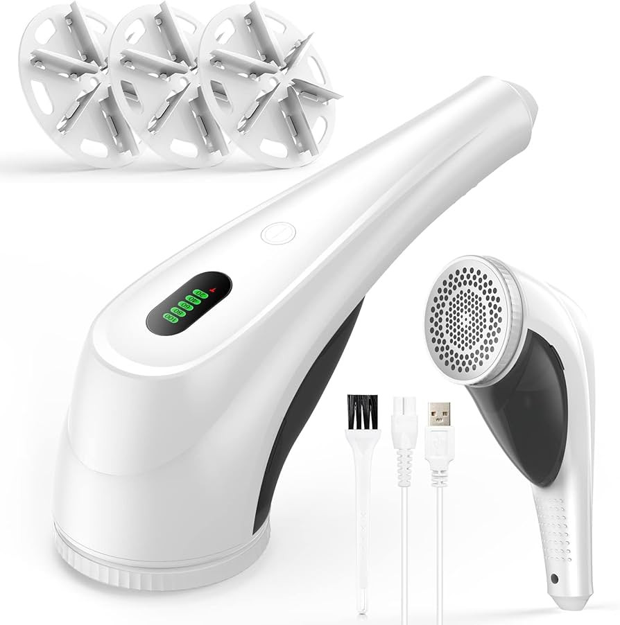 Fusselrasierer Elektrisch, Fusselentferner mit LED-Anzeige (0-100%) • 6-Klingen & 2 Höhenstufe... | Amazon (DE)