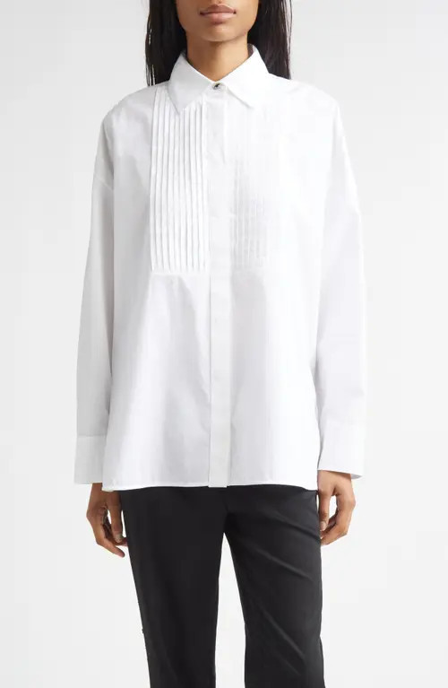 Golden Goose Pintuck Bib Oversize Button-Up Shirt in White at Nordstrom, Size Xx-Small | Nordstrom