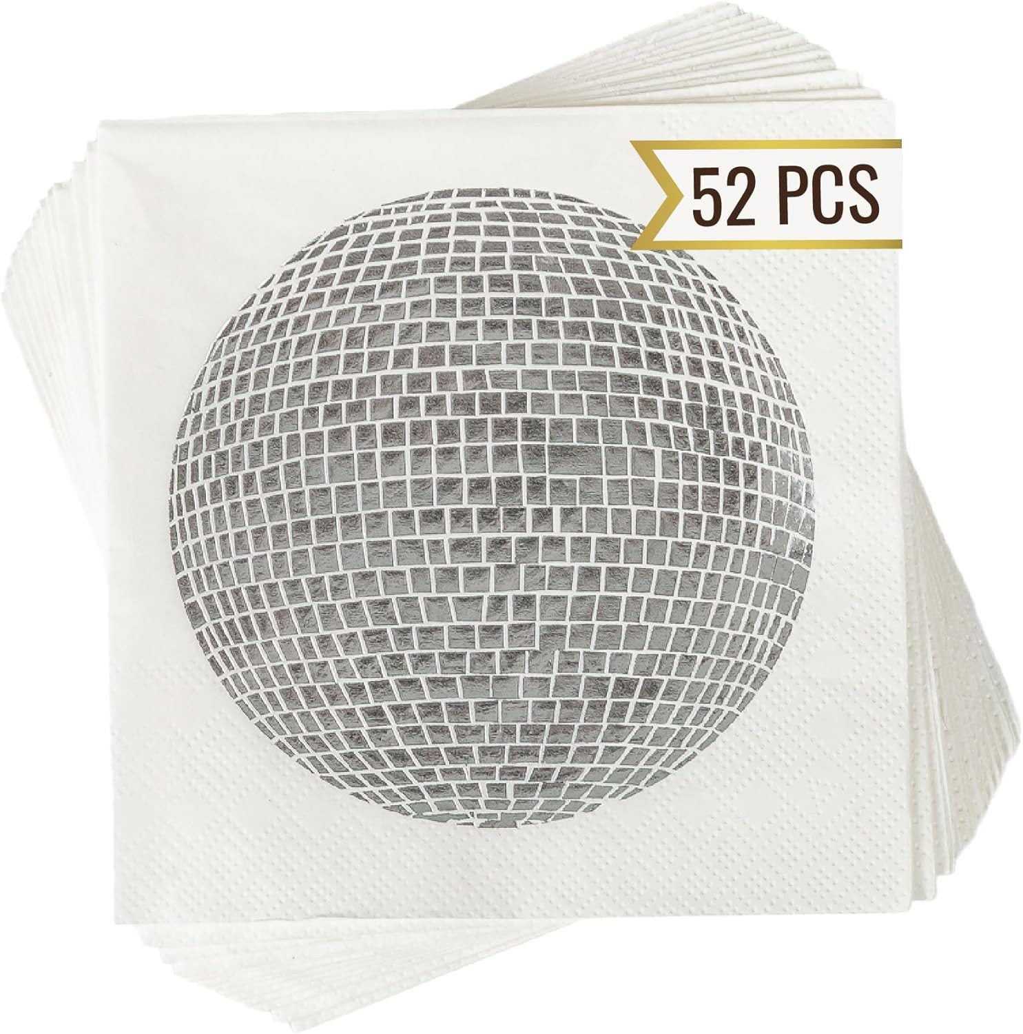 52 Pcs Disco Ball Napkins - 3 Ply Silver Foil Disco Napkins for Disco Party- 5x5 inches Premium D... | Amazon (US)