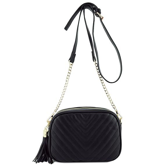 Simple Shoulder Crossbody Bag With Metal Chain Strap And Tassel Top Zipper | Amazon (US)