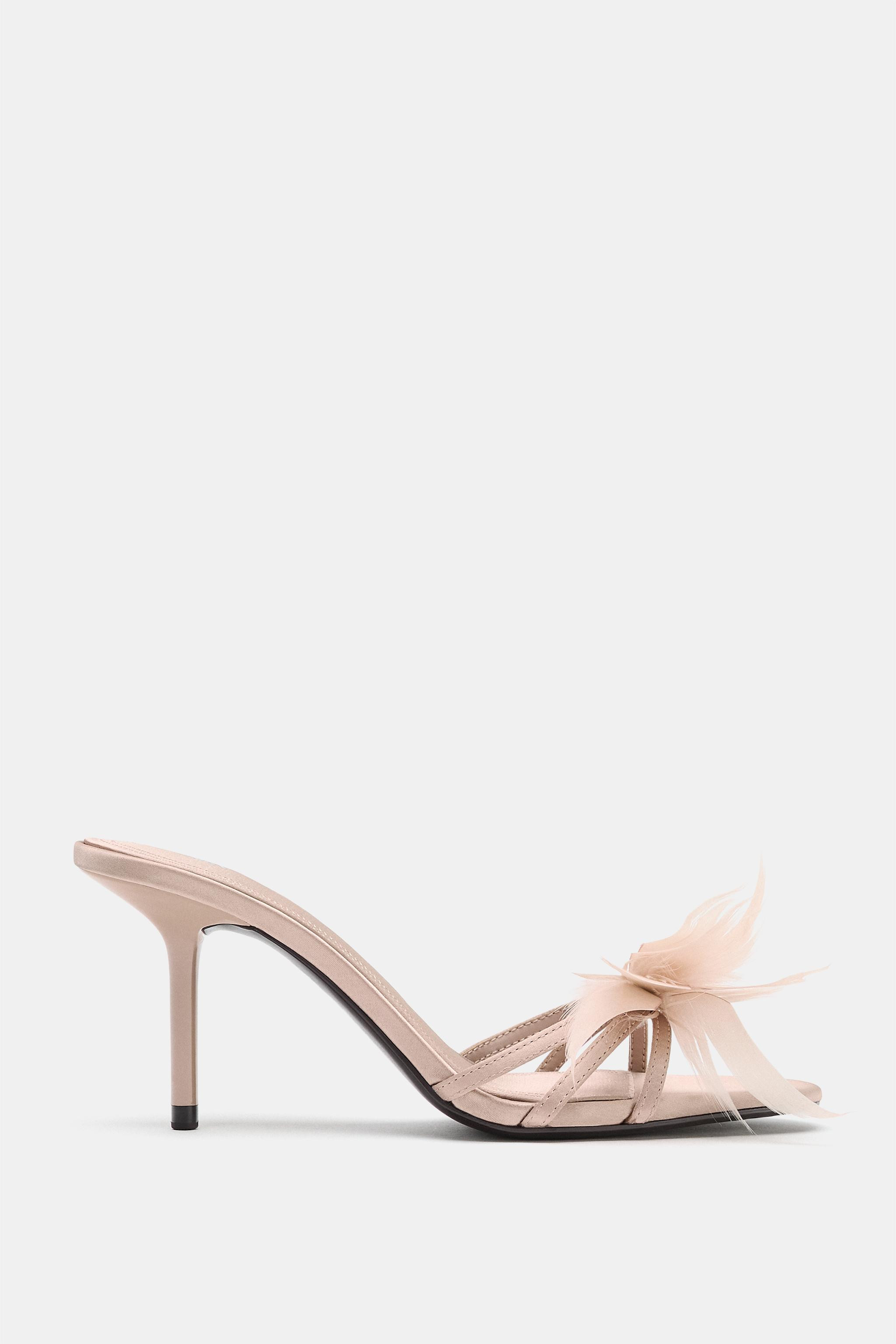 FEATHER DETAIL HEELED SANDALS | Zara US