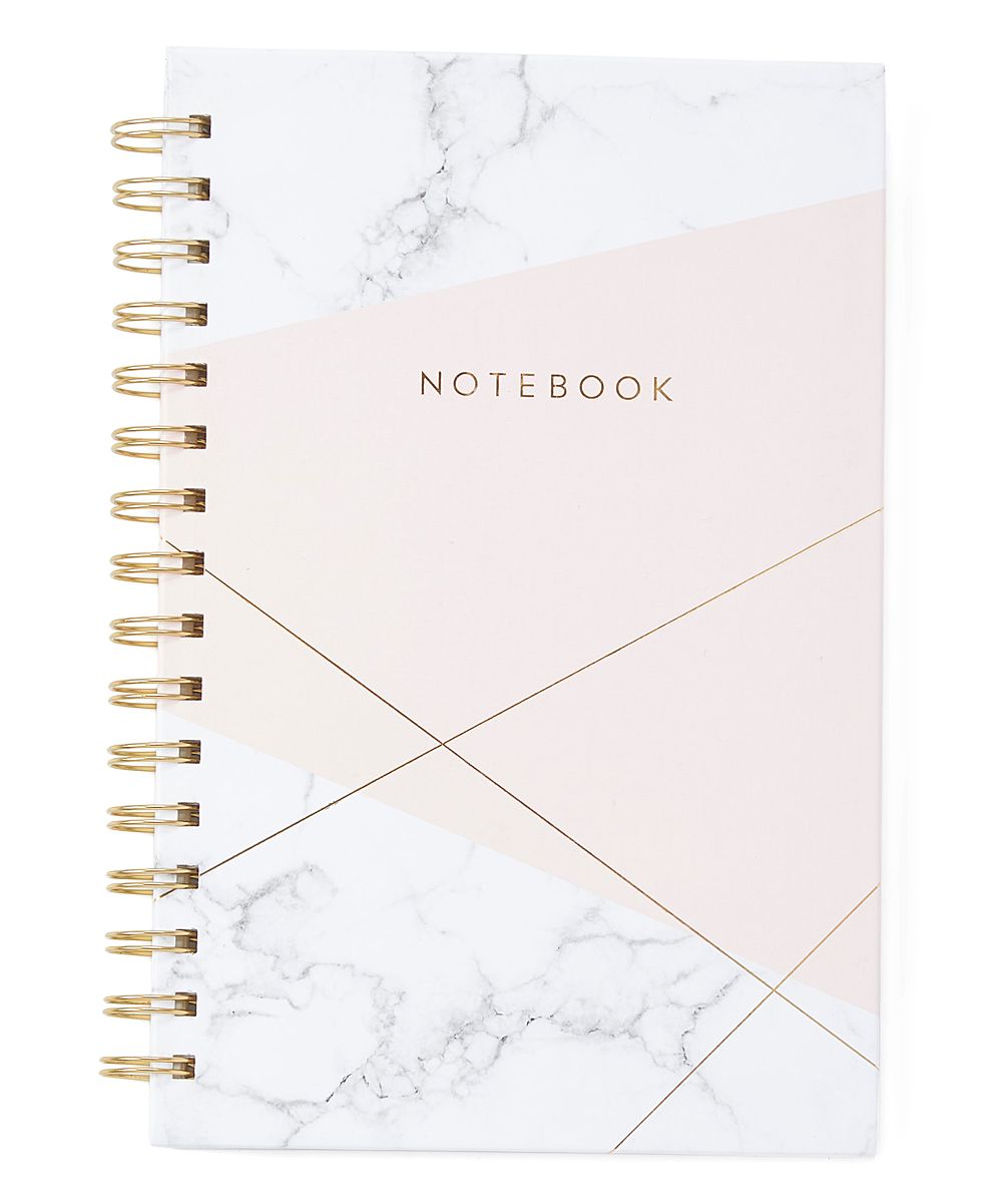OCS Designs Notepads and Notebooks - Pink Geometric Marble Spiral Notebook | Zulily