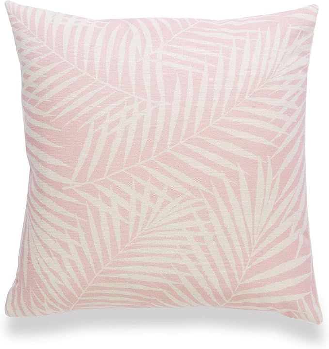 Hofdeco Spring Decorative Throw Pillow Cover ONLY, for Couch, Sofa, Bed, Pink Palm Leaf, 18"x18" | Amazon (US)