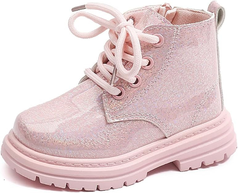Toddler Girl Lace Up Zipper Waterproof Ankle Leather Boots | Amazon (US)