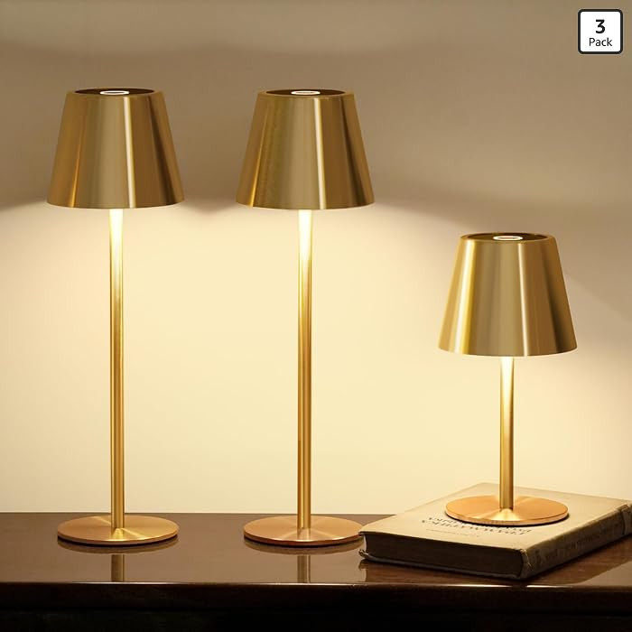 3 Pack Cordless Table Lamp, Portable Battery Operated Lamp with 3 Color Temps and Stepless Dimmin... | Amazon (US)