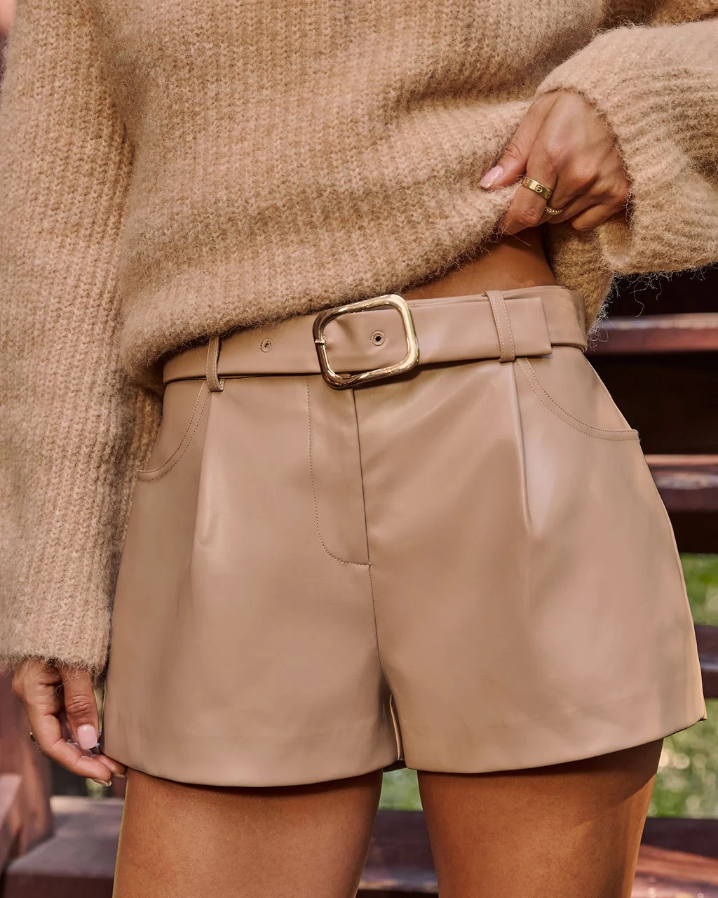 Rustic Rides Belted Leather Shorts Brown / S | VICI