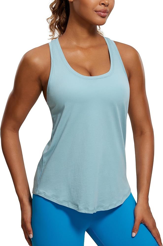 CRZ YOGA Womens Pima Cotton Racerback Workout Tank Tops Scoop Neck Loose Sleeveless Tops Athletic... | Amazon (US)