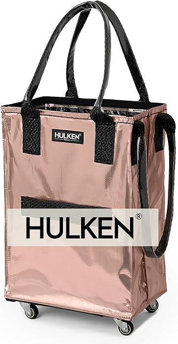 HULKEN (Small, Rose Gold) Reusable Grocery Bag On Wheels, Shopping Trolley, Rolling Tote, Zipper ... | Amazon (US)