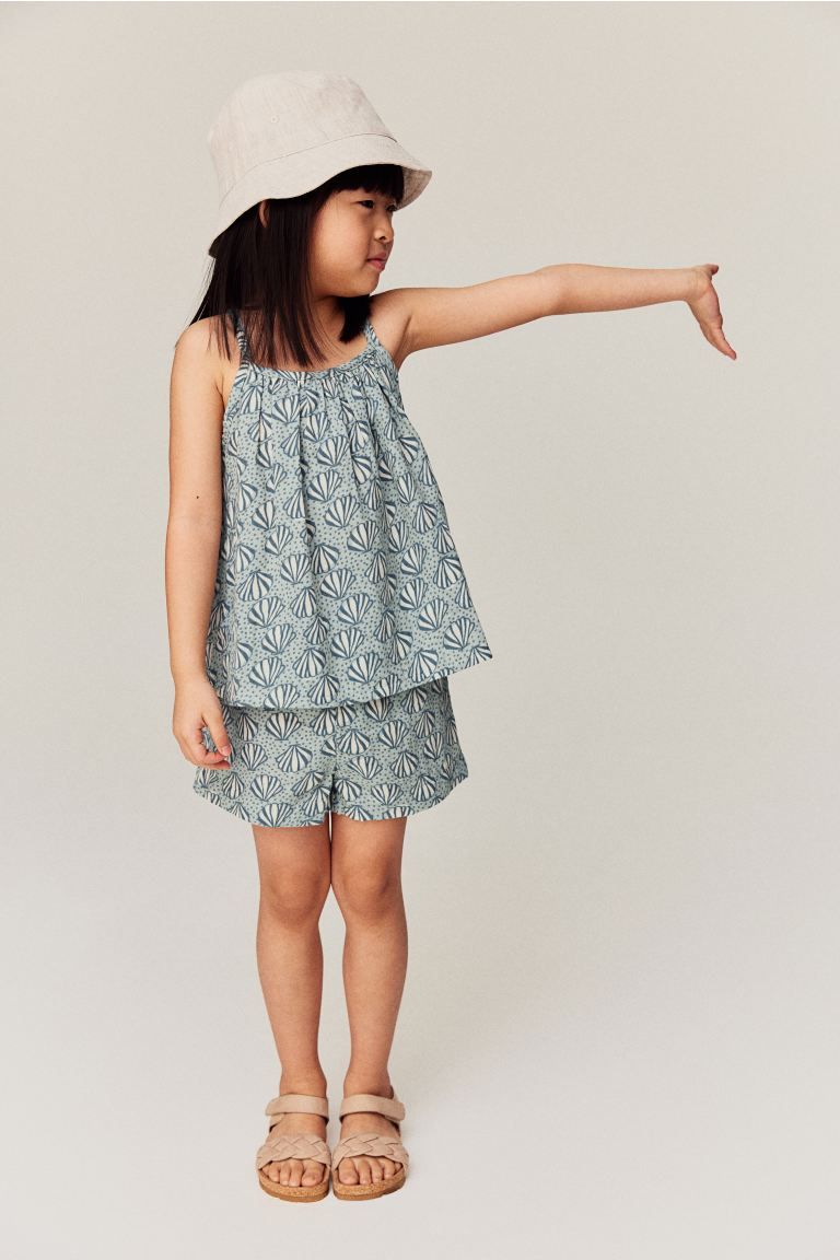 2-piece Double-weave Cotton Set - Turquoise/patterned - Kids | H&M US | H&M (US + CA)