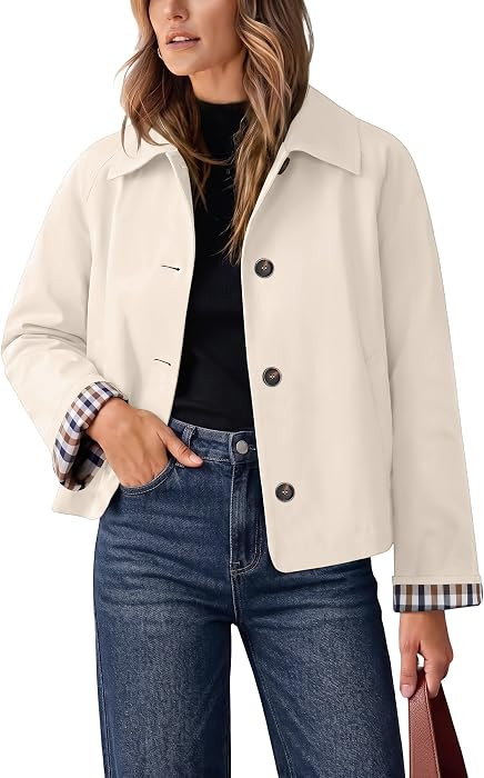 CHICZONE Women Cropped Trench Coat Oversized Lightweight Casual Jacket | Amazon (US)