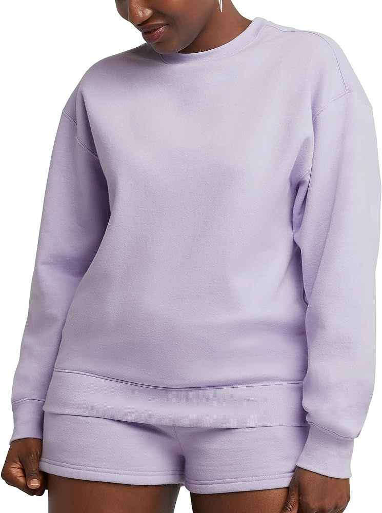 Hanes Originals Fleece, Midweight Sweatshirt for Women, Placed Flowers | Amazon (US)