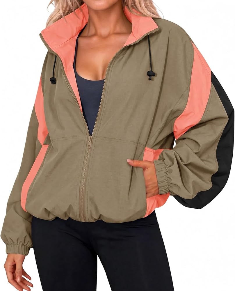 Yousify Womens Lightweight Windbreaker Outdoor Hiking Hooded Casual Jacket | Amazon (US)
