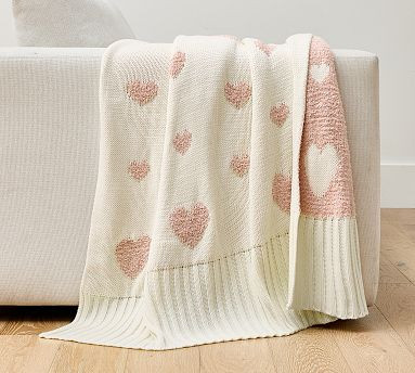 Petit Amour Knit Jacquard Throw | Pottery Barn (US)