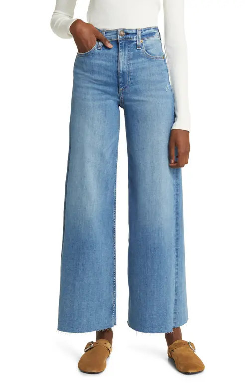 rag & bone Sofie Raw Hem High Waist Crop Wide Leg Jeans in Monterosso at Nordstrom, Size 33 | Nordstrom