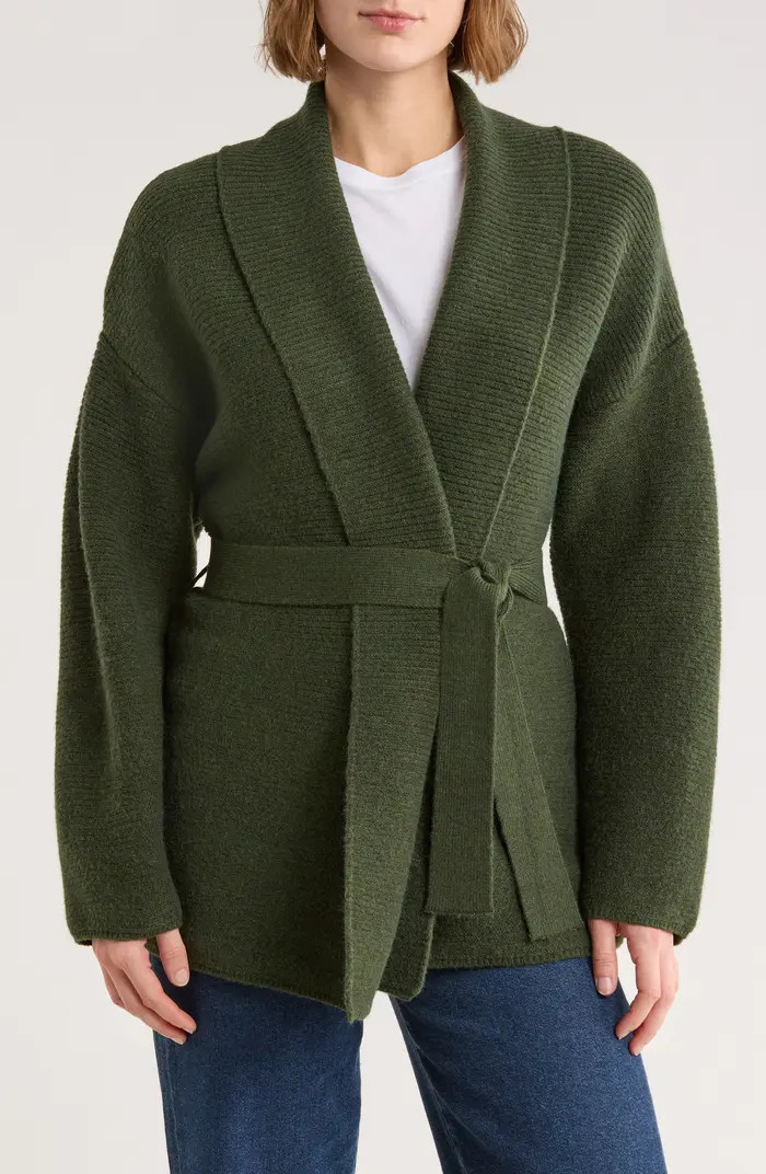 Ottoman Ribbed Wrap Sweater Jacket | Nordstrom Rack