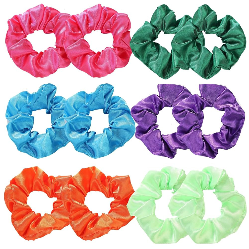 12 Pcs 80s Neon Scrunchies Bulk for Hair Soft Hair Scrunchies with Thick Elastic Bands Bobbles 80... | Amazon (US)