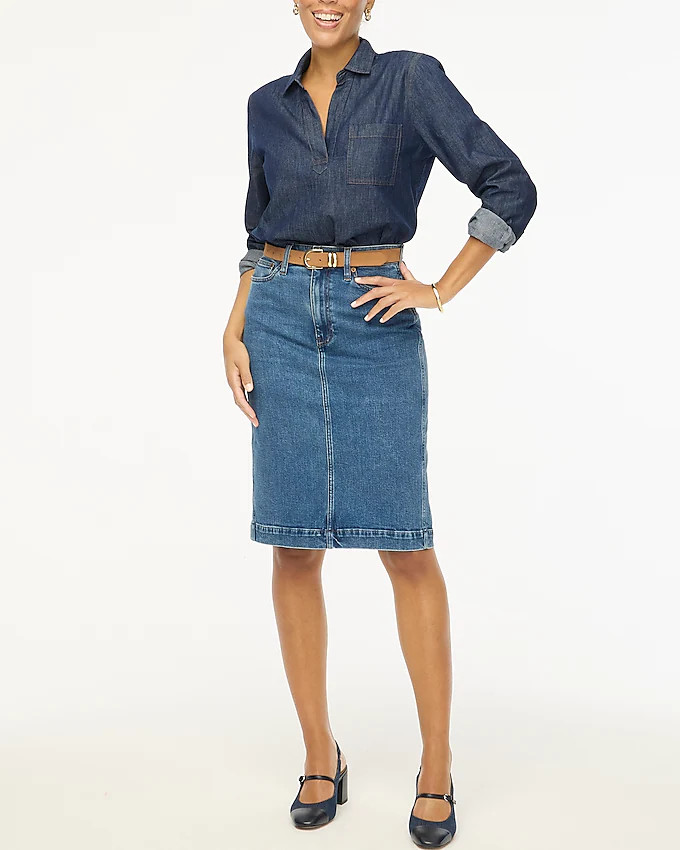 Denim midi skirt | J.Crew Factory