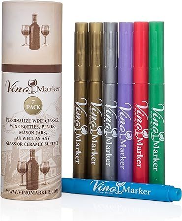 Vino Marker Metallic Wine Glass Pens (7 pack) - Perfect Gift Idea for Women Who Have Everything -... | Amazon (US)