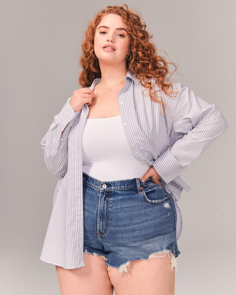 Curve Love 90s High Rise Cutoff Shorts | Abercrombie & Fitch (US)