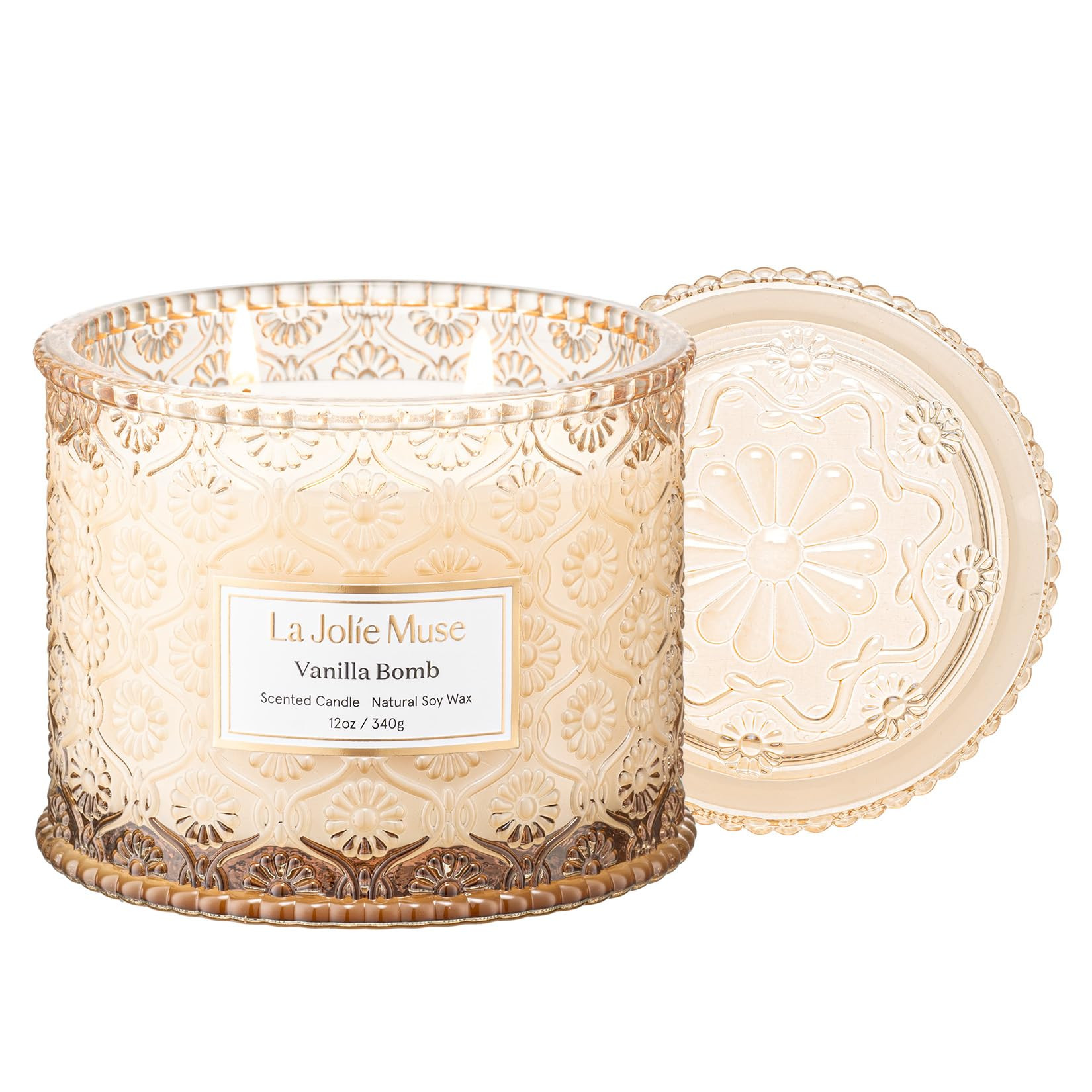 LA JOLIE MUSE Vanilla Bomb Candle | Lemon Zest, Fressia & Patchouli | 12 oz Large 2-Wick Soy Wax ... | Amazon (US)