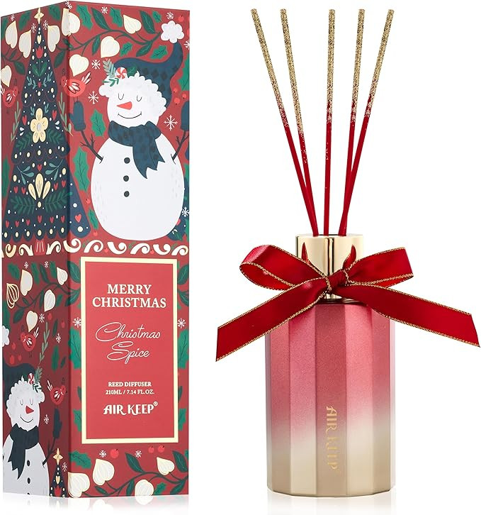 Airkeep Reed Diffuser Set - Christmas Spice Christmas Reed Diffuser with 8 Reed Sticks - Scented ... | Amazon (US)