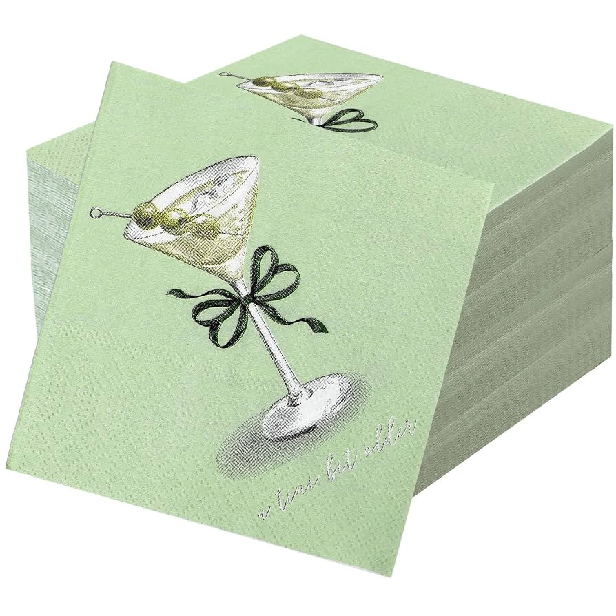 Crtiin 50 Pcs Martini Napkins Party Supplies Cocktail Birthday Napkins Spring Party Decorations 2... | Amazon (US)