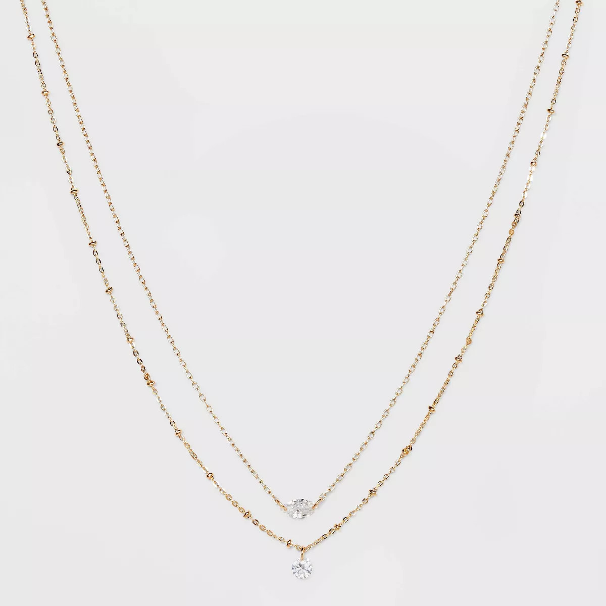 Cubic Zirconia Multi-Strand Chain Necklace - A New Day™ Gold | Target