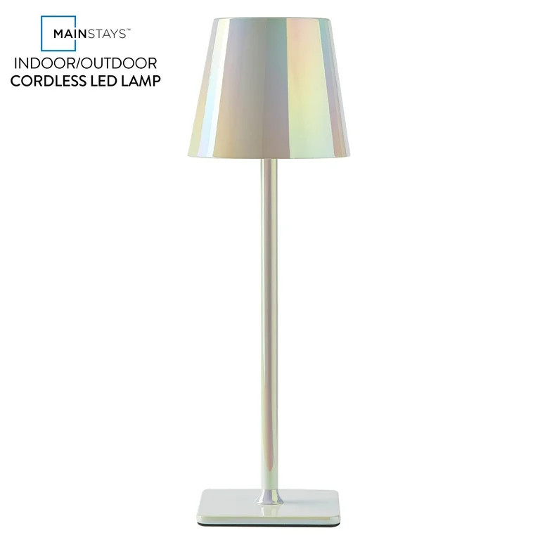 Mainstays Iridescent Rechargeable Table Lamp - 13 Inch Cordless Design | Walmart (US)