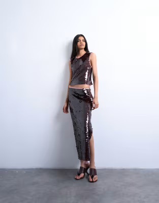 Topshop sequin set in wine | ASOS (Global)