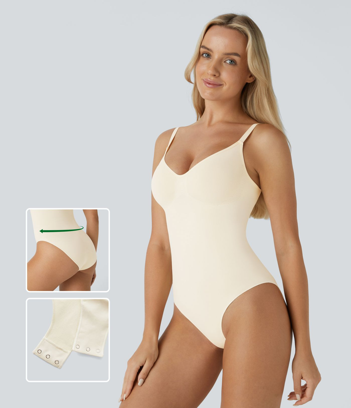 Women’s Seamless Flow Adjustable Strap Backless Tummy Control Snap Closure Lounge Sculpting Sha... | HALARA