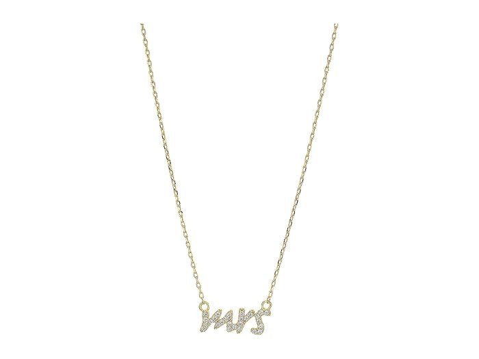 Kate Spade New York Say Yes Mrs Pave Mini Pendant Necklace (Clear/Gold) Necklace | Zappos