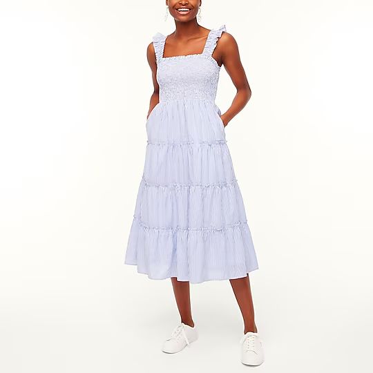 Smocked tiered midi dress | J.Crew Factory