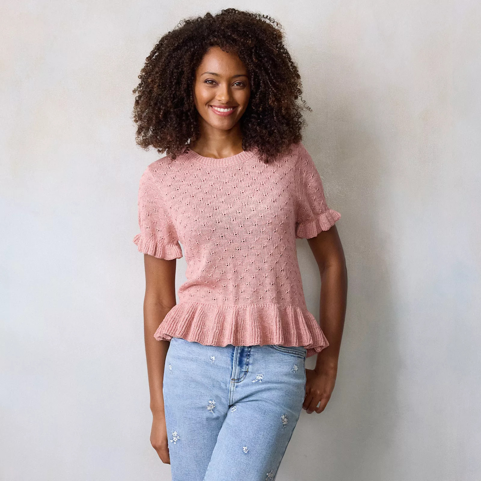 Women's LC Lauren Conrad Flutter Peplum Sweater Tee | Kohl's