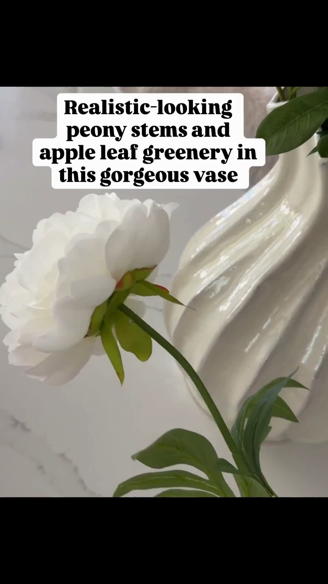 I used 3 peony stems and 3 apple leaf 
Vase is tall

#LTKOver40 #LTKHome