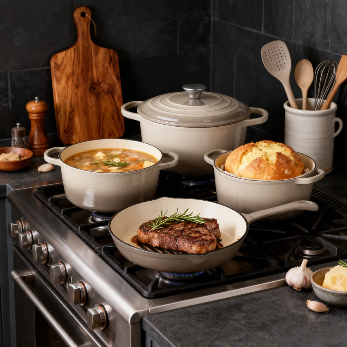7 Pieces Cast Iron Enameled Cookware Set | Wayfair North America