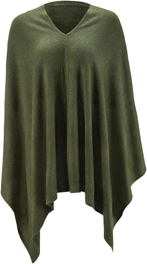 Fomolom Women Ponchos Sweater Versatile Lightweight Solid Knitted Shawl Wrap Scarf Cape Accessori... | Amazon (US)