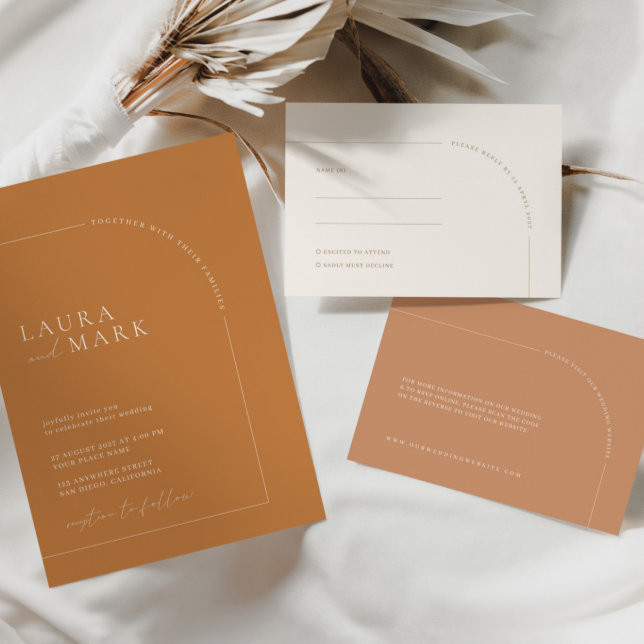 Modern Minimalist  Boho Arch Photo Wedding Invitation | Zazzle | Zazzle