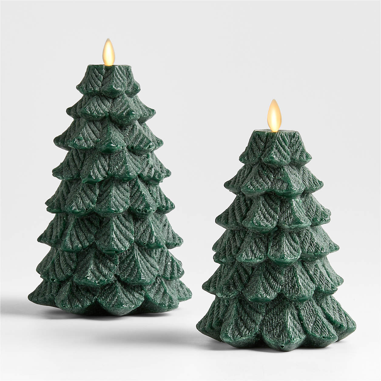 Flameless Flicker Green Tree Candle Large 8.5" | Crate & Barrel | Crate & Barrel