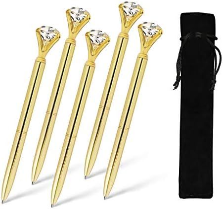 ETCBUYS Gold Pens - Diamond Pens - 5 Pack, Gold Fancy Pens for Women, Pen with Diamond on Top, Rh... | Amazon (US)