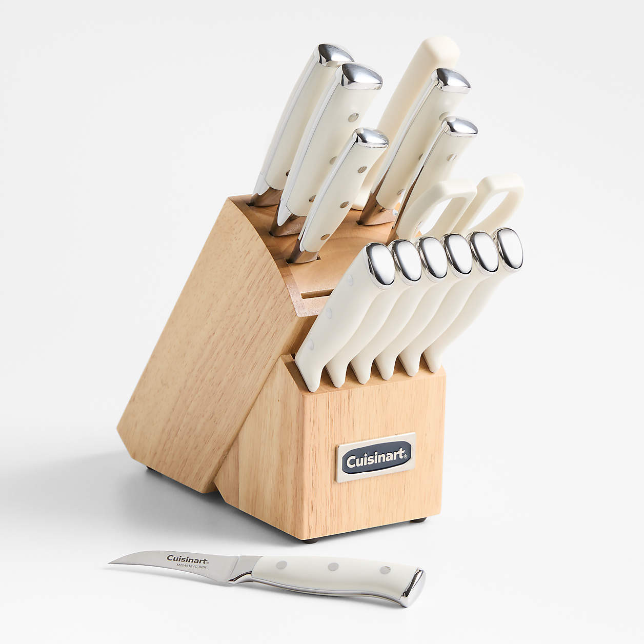 Cuisinart Vanilla Creme Triple Rivet 15-Piece Knife Block Set + Reviews | Crate & Barrel | Crate & Barrel