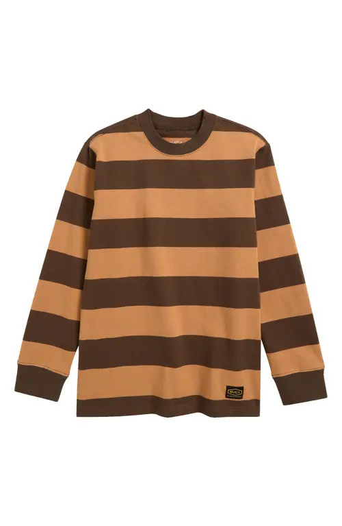 RVCA Kids' Chainmail Stripe Long Sleeve T-Shirt in Camel at Nordstrom, Size Xs | Nordstrom