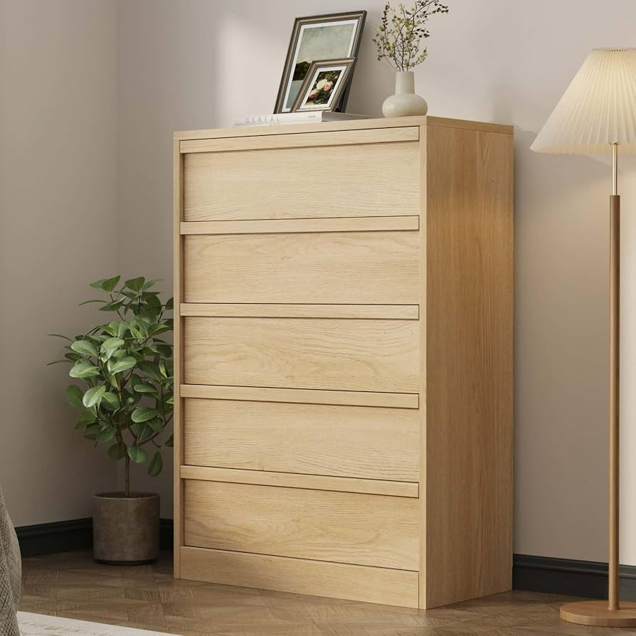 Garvee 5 Dresser for Bedroom, 43.3" Tall Dresser, Freestanding Horizontal Drawer with Storage, Wo... | Amazon (US)
