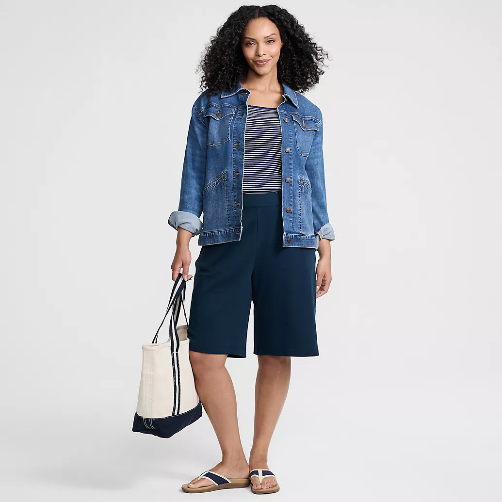 Women's Sport Knit High Rise Pleated 12" Bermuda Shorts | Lands' End (US)