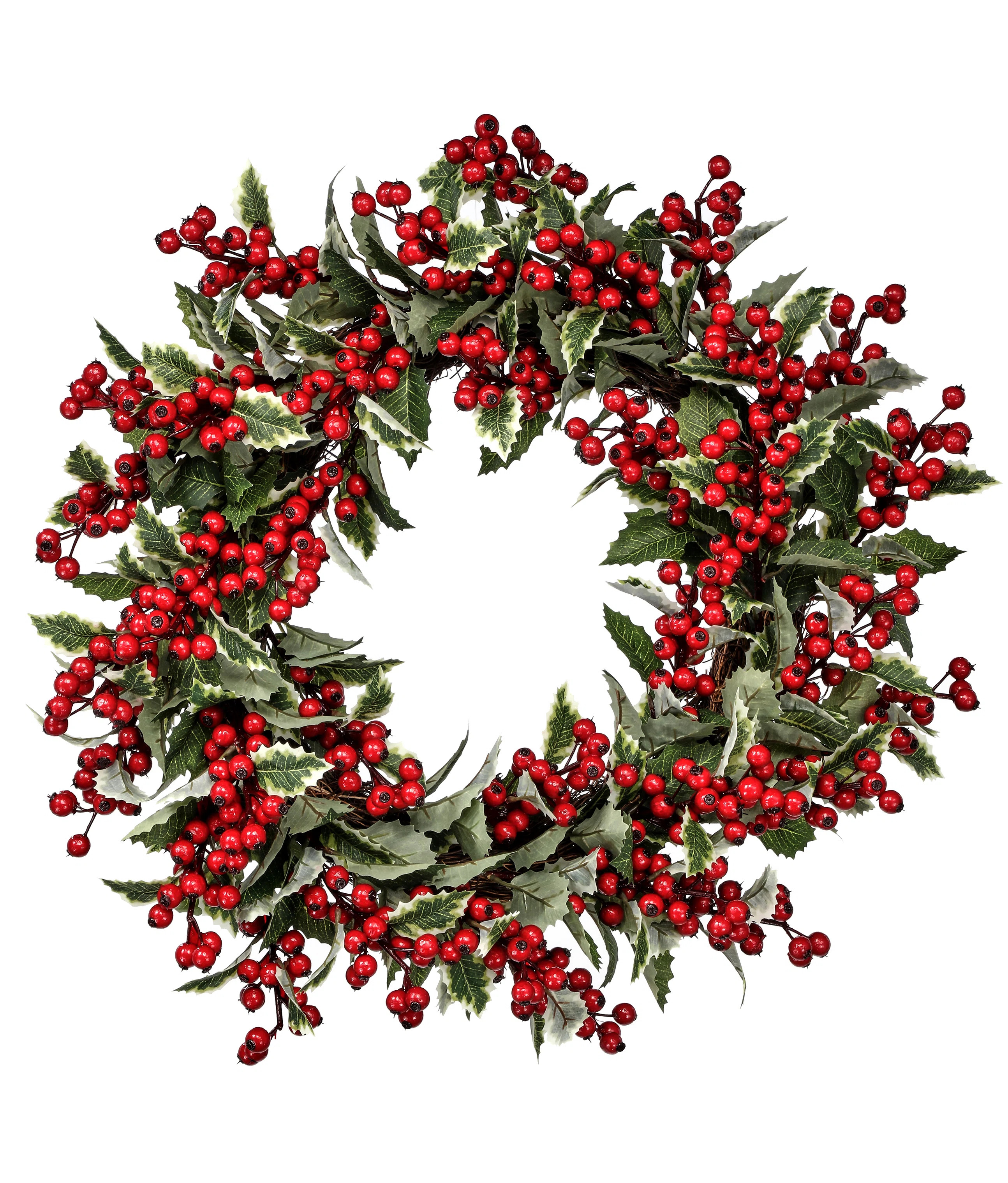 24" Holly & Berry Wreath | Wayfair North America