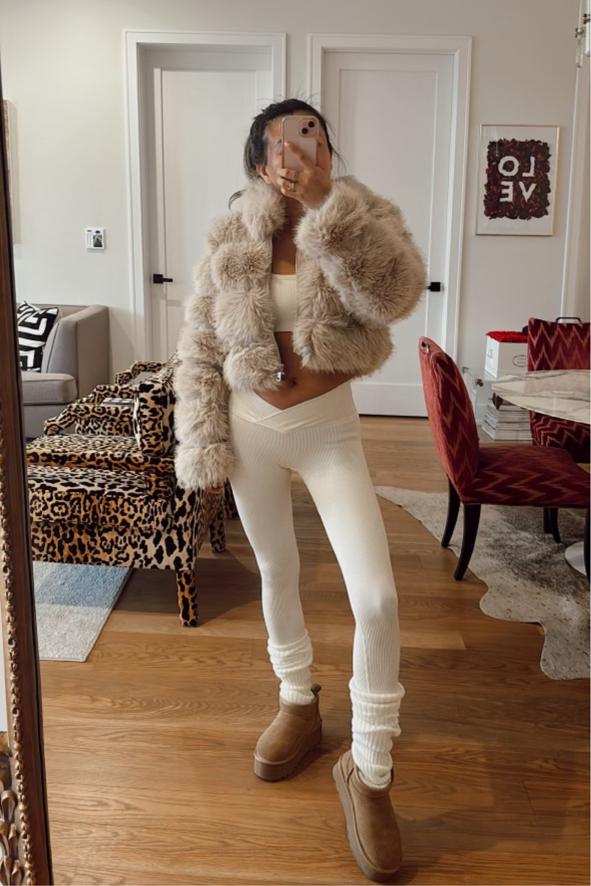 My amazon neutral atheleisure workout outfit!! The best workout set, faux fur coat, platform boots similar to uggs, and leg warmers 

#LTKstyletip #LTKfindsunder100 #LTKfitness